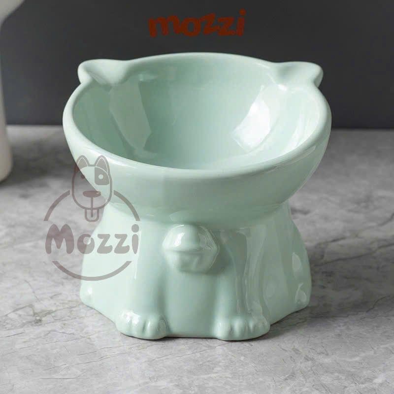 Chén sứ chống gù hình mèo màu trơn