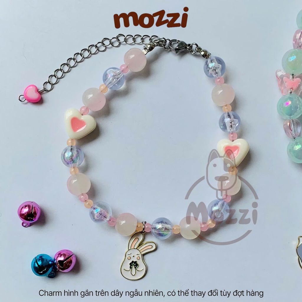 Vòng cổ Hạt đá gắn Charm hình Ngẫu nhiên cho chó mèo