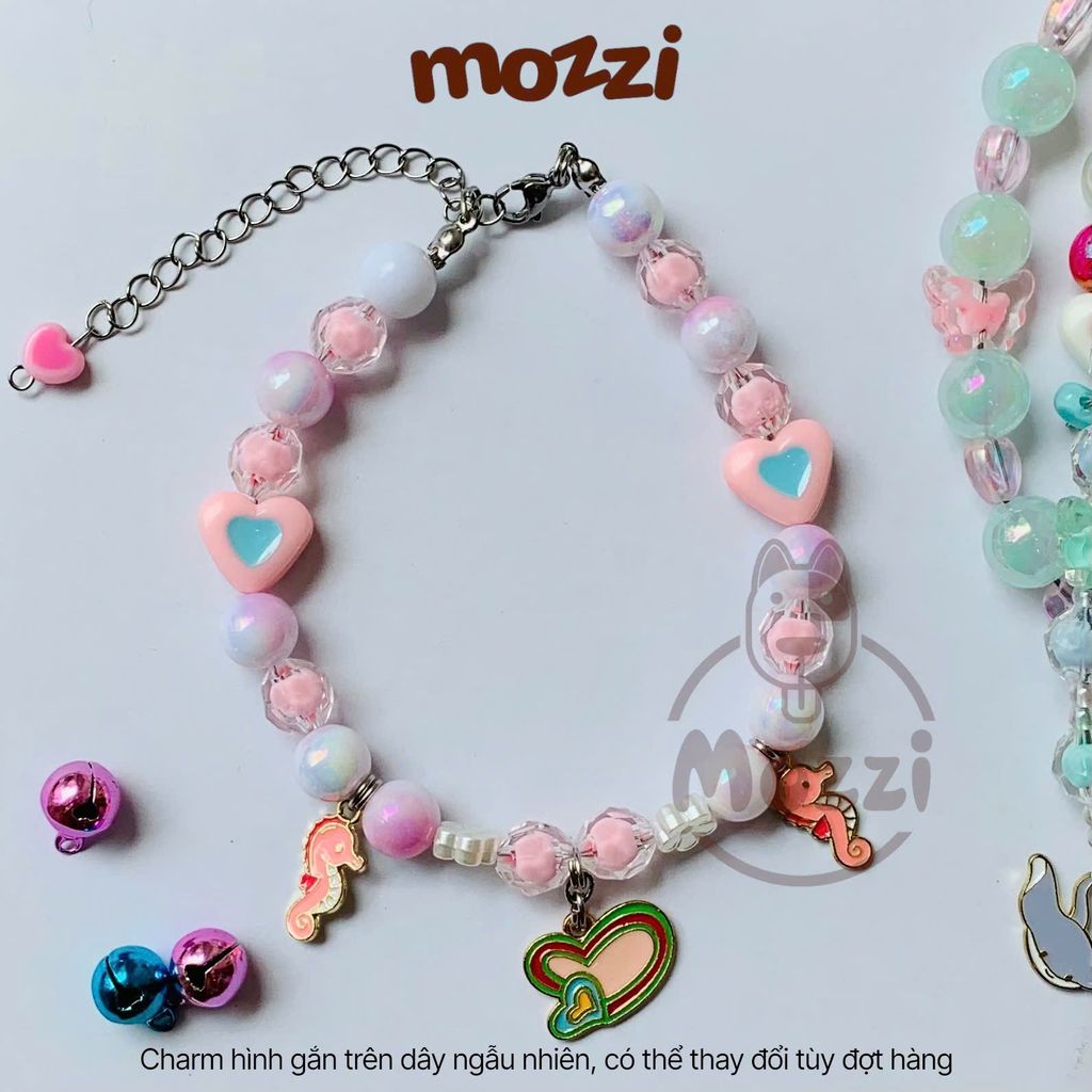 Vòng cổ Hạt đá gắn Charm hình Ngẫu nhiên cho chó mèo