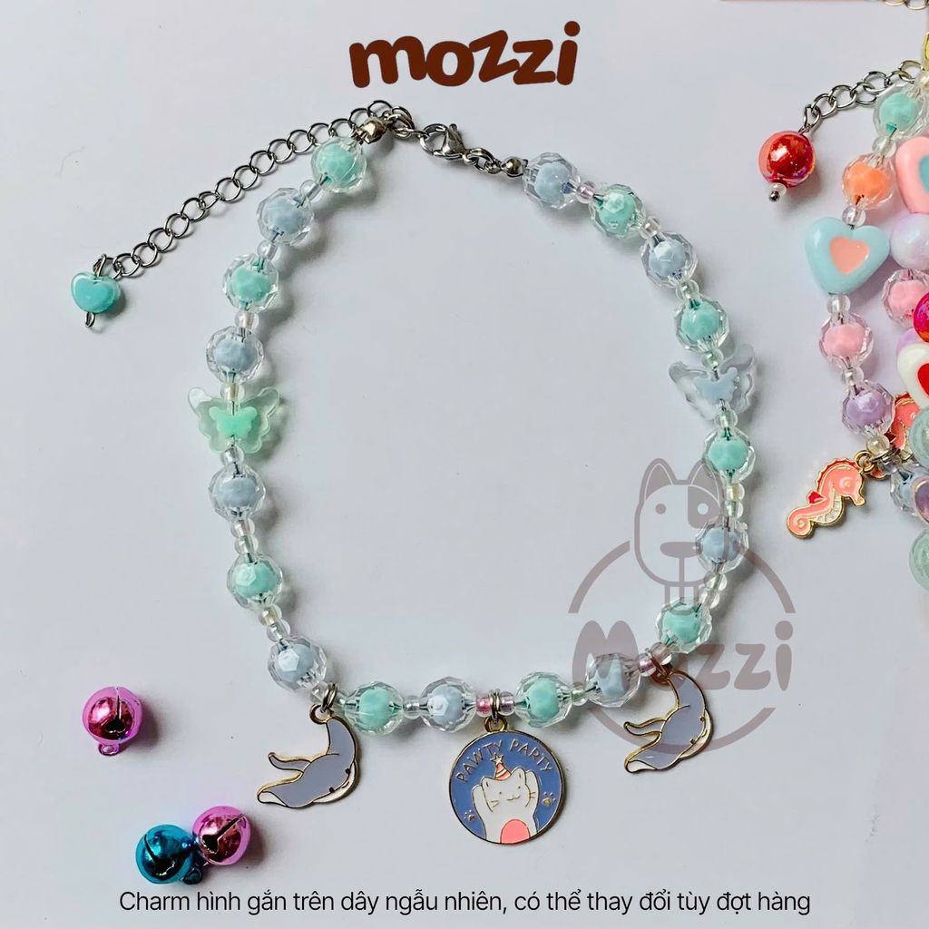 Vòng cổ Hạt đá gắn Charm hình Ngẫu nhiên cho chó mèo