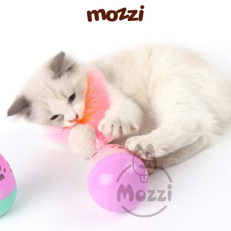 Đồ chơi Lật đật lục lạc lông gà cho mèo