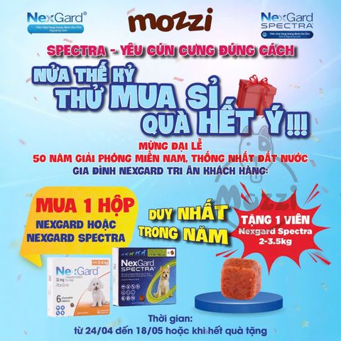  Viên nhai tẩy giun trị ve bọ chét Nexgard Spectra cho chó 
