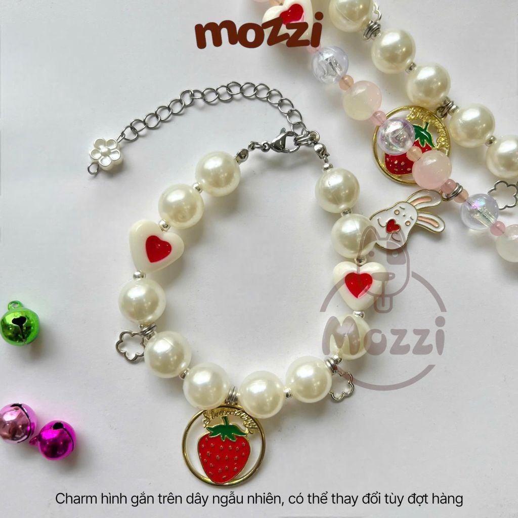 Vòng cổ Hạt đá gắn Charm hình Ngẫu nhiên cho chó mèo