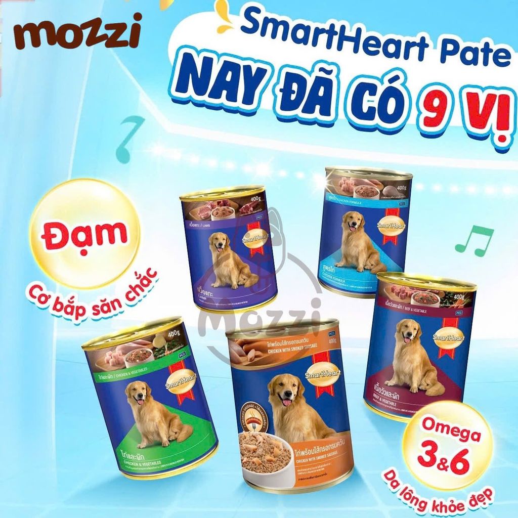 Pate cho chó SmartHeart lon 400gr dành cho chó trưởng thành