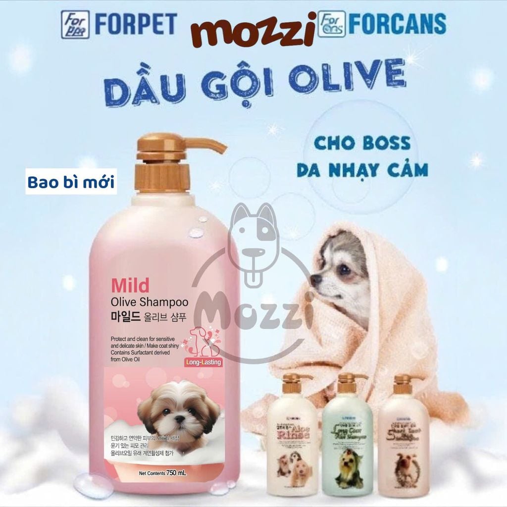 Sữa tắm Forcans Hàn Quốc Nha đam Chai 750ml cho chó lông ngắn, lông dài, chó con nhạy cảm