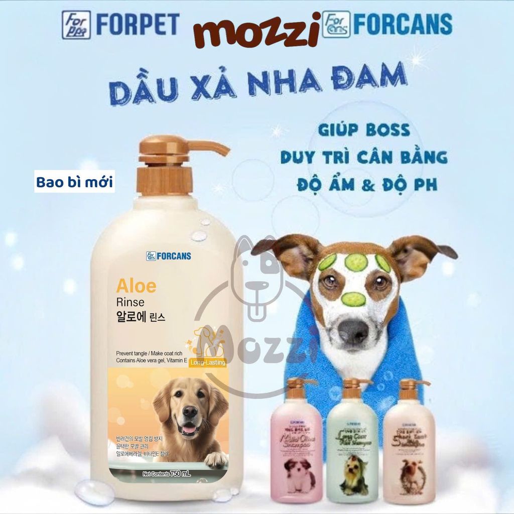 Sữa tắm Forcans Hàn Quốc Nha đam Chai 750ml cho chó lông ngắn, lông dài, chó con nhạy cảm
