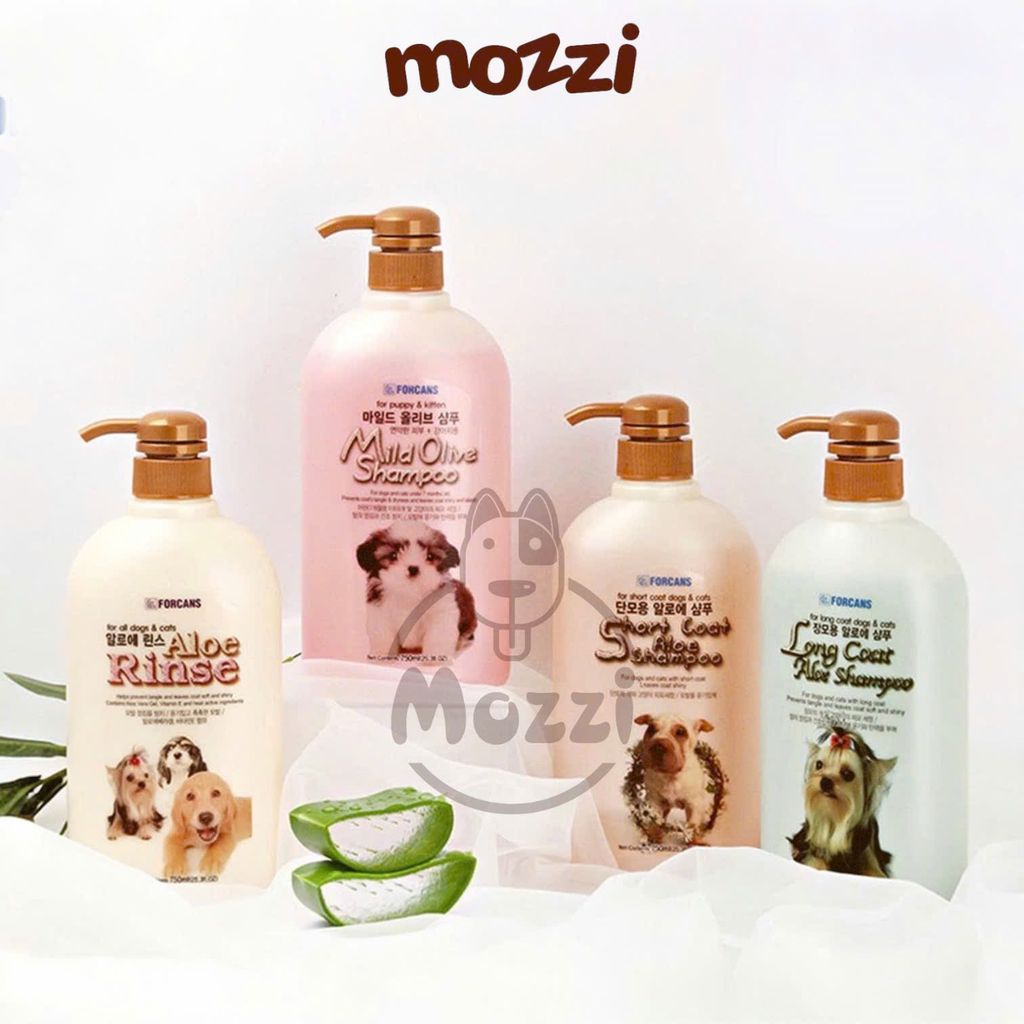 Sữa tắm Forcans Hàn Quốc Nha đam Chai 750ml cho chó lông ngắn, lông dài, chó con nhạy cảm