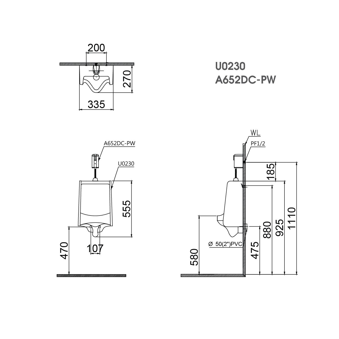  Bệ Tiểu Nam Treo Tường - U0230 