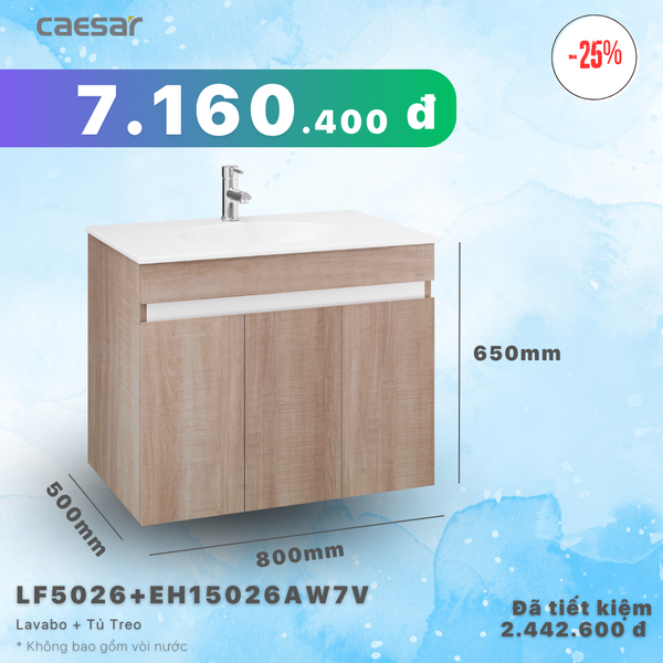 Khuyến mãi ưu đãi - Lavabo + Tủ treo - LF5026 + EH15026AW7V
