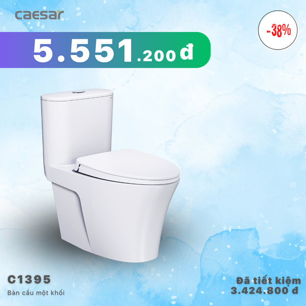 Khuyến mãi ưu đãi Bàn Cầu Một Khối Nắp Êm - C1395