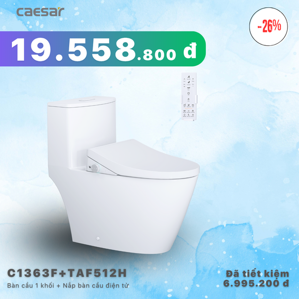 Khuyến mãi ưu đãi - Bàn cầu một khối + Nắp điện tử - C1363F + TAF512H