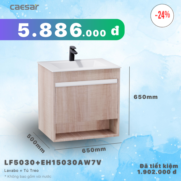 Khuyến mãi ưu đãi Lavabo + Tủ treo - LF5030 + EH15030AW7V