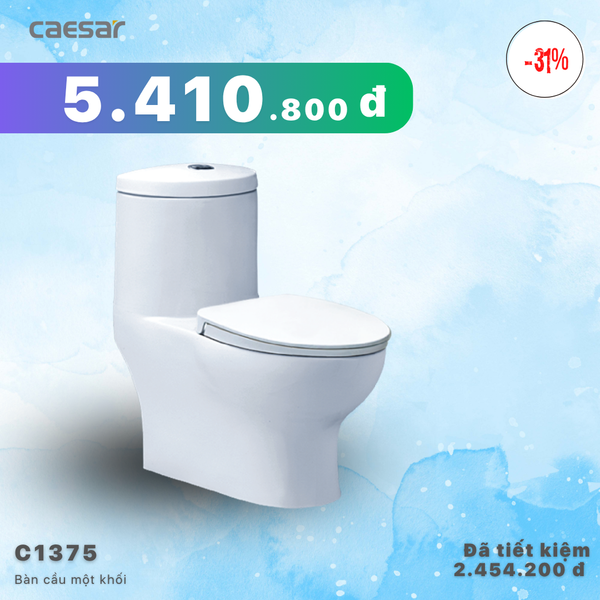 Khuyến mãi ưu đãi Bàn Cầu Một Khối Nắp Êm - C1375