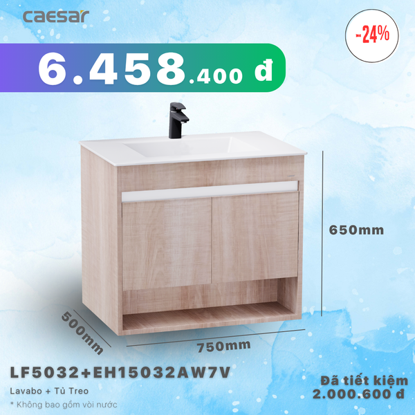 Khuyến mãi ưu đãi Lavabo + Tủ treo - LF5032 + EH15032AW7V