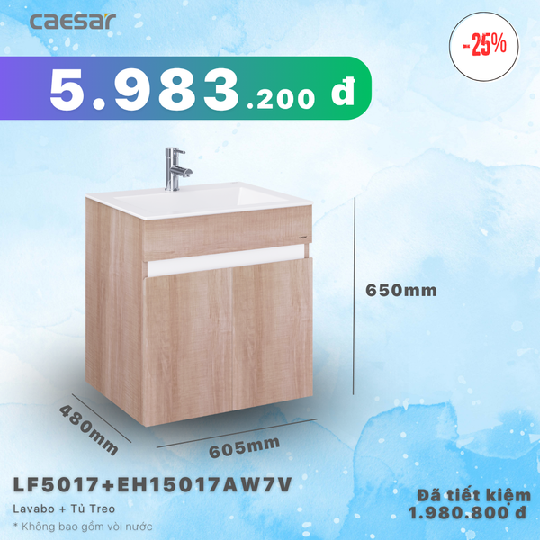  Khuyến mãi ưu đãi - Lavabo + Tủ Treo - LF5017 + EH15017AW7V 