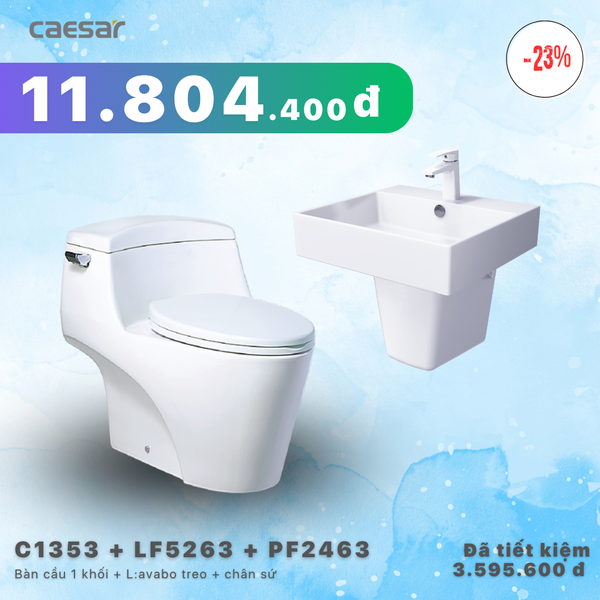  Khuyến mãi ưu đãi - Bàn cầu một khối + Lavabo + Chân treo - C1353 + LF5263 + PF2463 