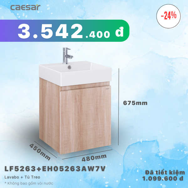  Khuyến mãi ưu đãi - Lavabo + tủ treo - LF5263 + EH05263AW7V 