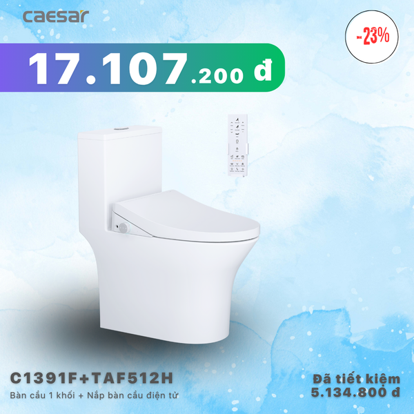 Khuyến mãi ưu đãi - Bàn Cầu một khối +Nắp điện tử - C1391F + TAF512H