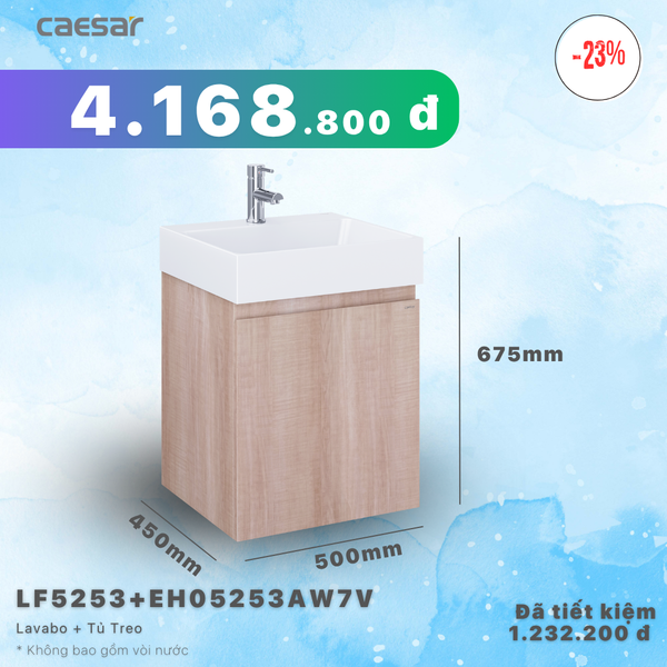  Khuyến mãi ưu đãi - Lavabo + Tủ Treo - LF5253 + EH05253AW7V 
