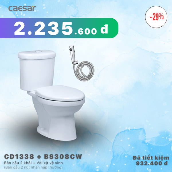 Khuyến mãi ưu đãi Bàn Cầu + Vòi Xịt - CD1338 + BS308CW