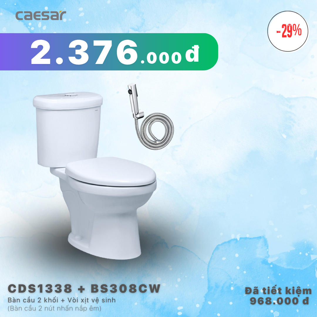  Khuyến mãi Bàn Cầu + Vòi Xịt - CDS1338 + BS308CW 