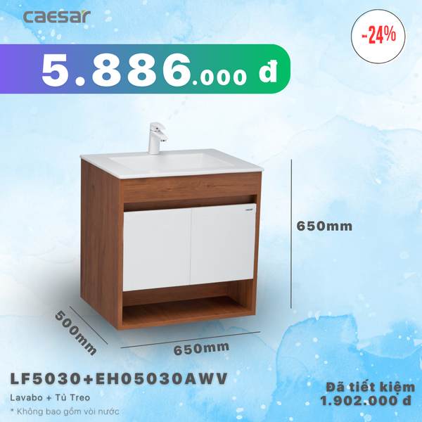 Khuyến mãi ưu đãi - Lavabo + Tủ treo - LF5030 + EH05030AWV