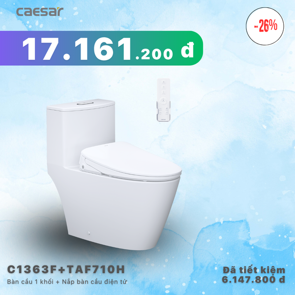 Khuyến mãi ưu đãi - Bàn Cầu một khối + Nắp điện tử - C1363F + TAF710H