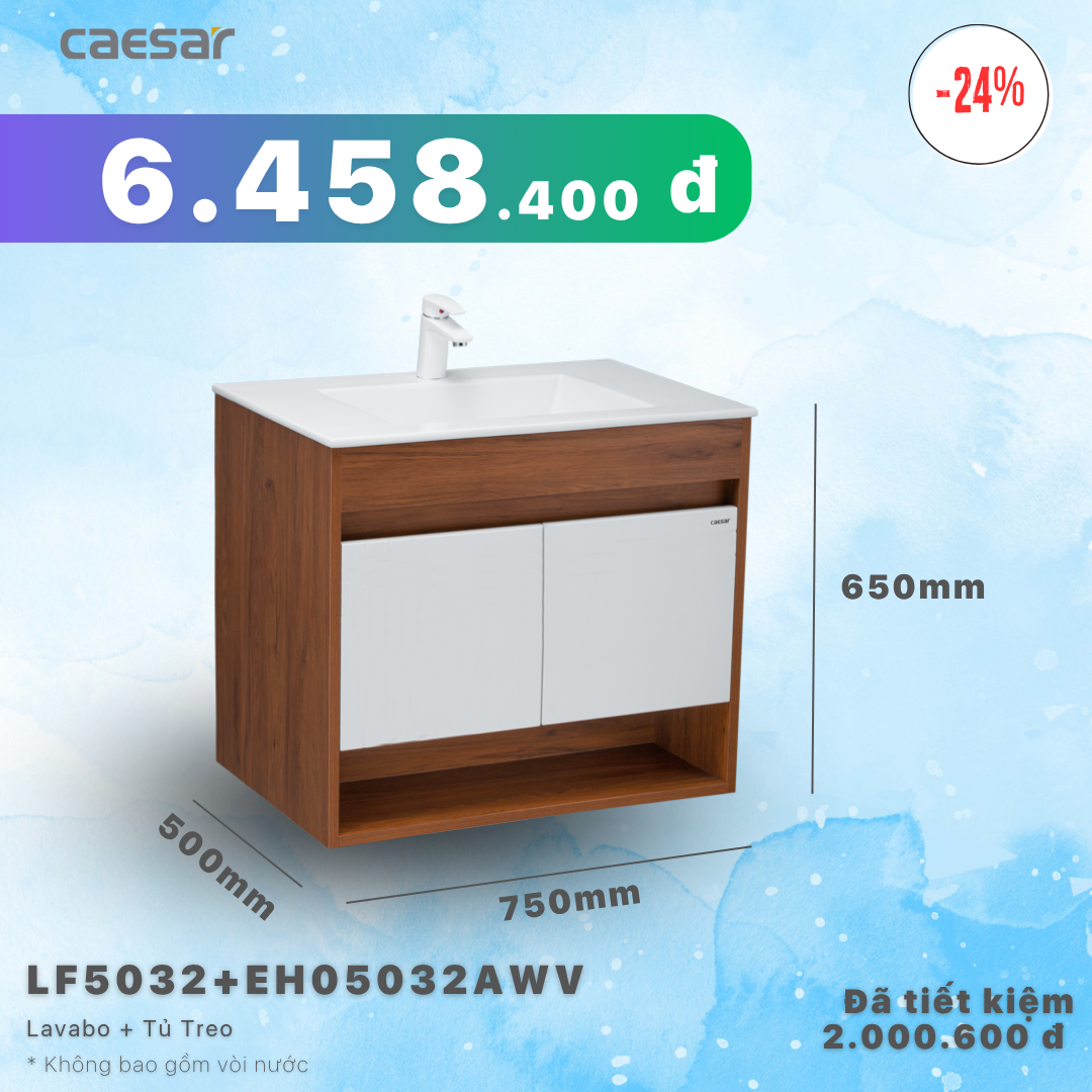  Khuyến mãi ưu đãi - Lavabo + Tủ treo  - LF5032 + EH05032AWV 