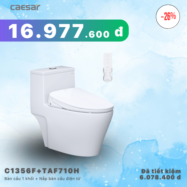 Khuyến mãi ưu đãi - Bàn Cầu một khối + Nắp điện tử - C1356F + TAF710H