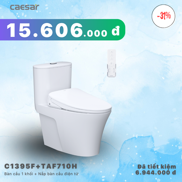 Khuyến mãi ưu đãi - Bàn cầu một khối + Nắp điện tử- C1395F - TAF710H