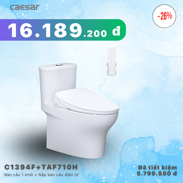 Khuyến mãi ưu đãi - Bàn cầu một khối + Nắp điện tử - C1394F - TAF710H