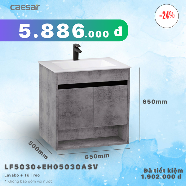 Khuyến mãi ưu đãi Lavabo + Tủ treo - LF5030 + EH05030ASV