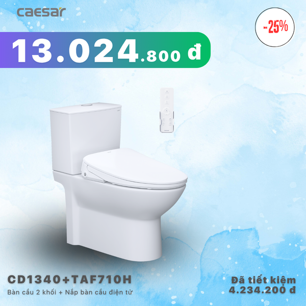 Khuyến mãi ưu đãi - Bàn cầu hai khối + Nắp điện tử - CD1340 - TAF710H