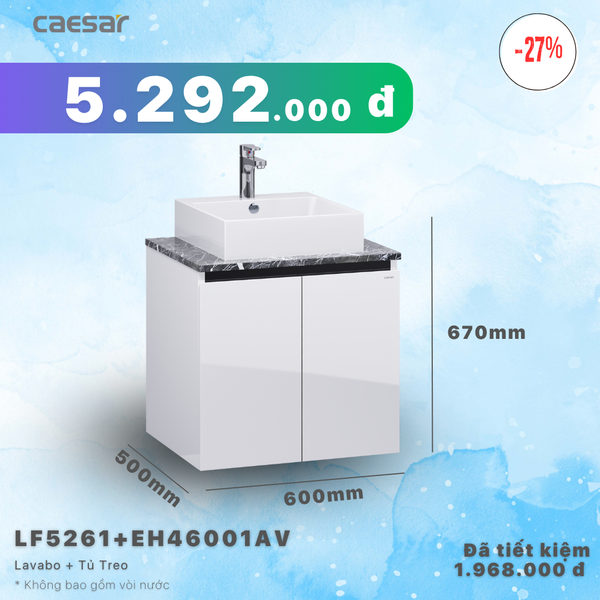 Khuyến mãi ưu đãi -Lavabo + Tủ treo - LF5261 + EH46001AV