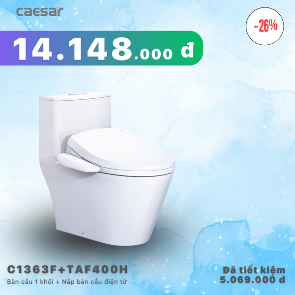 Khuyến mãi ưu đãi - Bàn cầu một khối + Nắp bàn cầu điện tử - C1363F + TAF400H