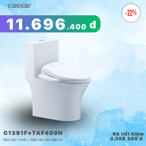 Khuyến mãi ưu đãi - bàn cầu một khối + Nắp điện tử - C1391F - TAF400H