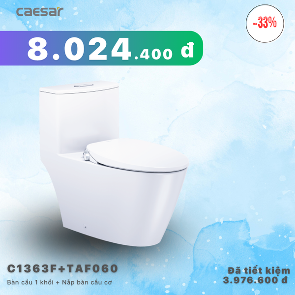  Khuyến mãi ưu đãi - Bàn cầu một khối + Nắp bàn cầu cơ - C1363F + TAF060 