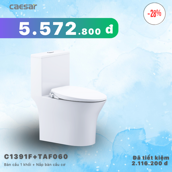 Khuyến mãi ưu đãi - Bàn cầu một khối + Nắp cơ đa năng - C1391F - TAF060
