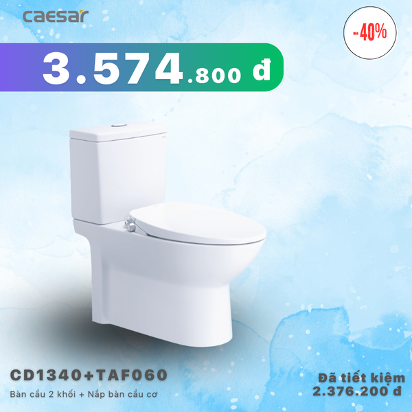 Khuyến mãi ưu đãi - Bàn cầu 2 khối + Nắp Bàn Cầu Cơ - CD1340 + TAF060