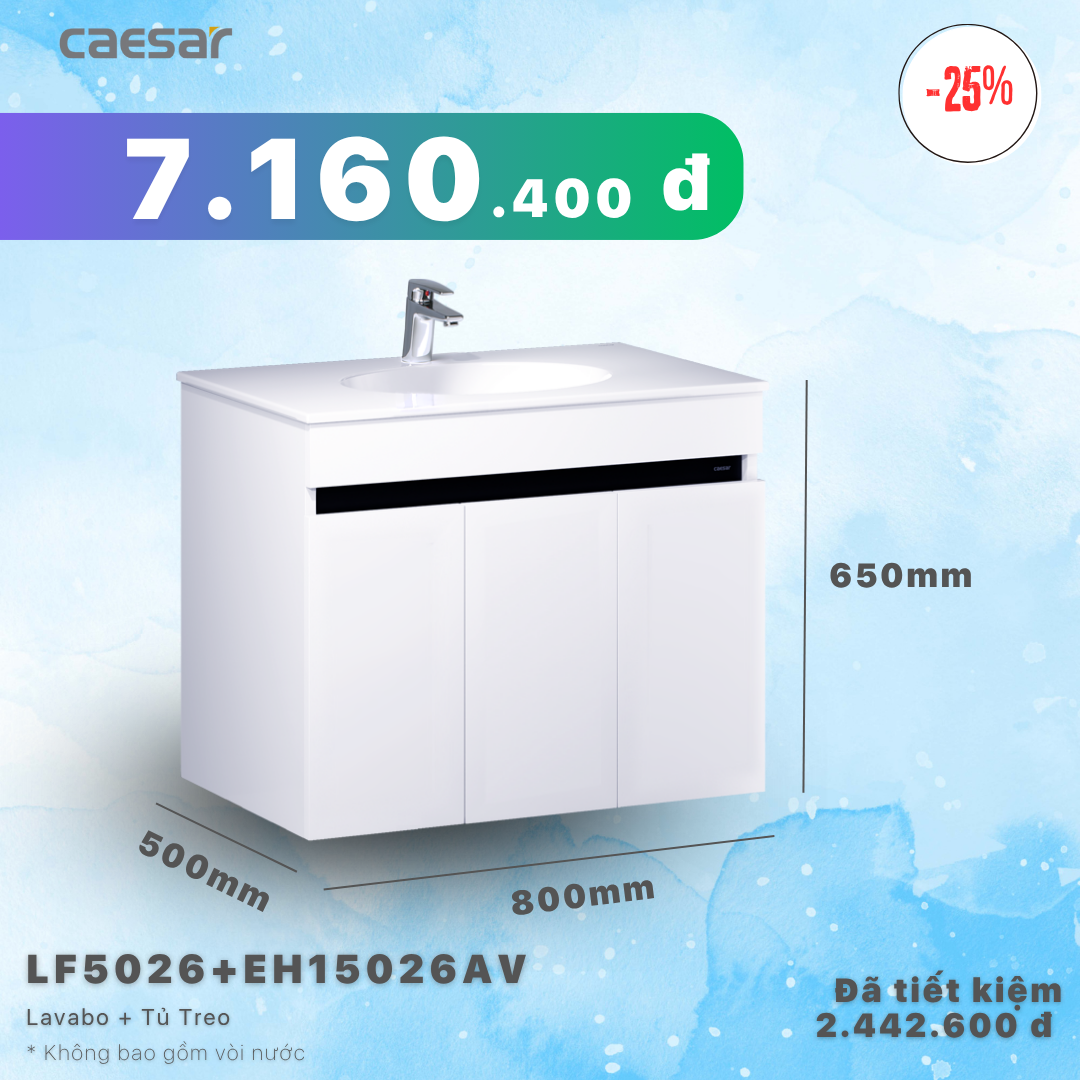  Khuyến mãi ưu đãi - Lavabo + Tủ treo - LF5026 + EH15026AV 