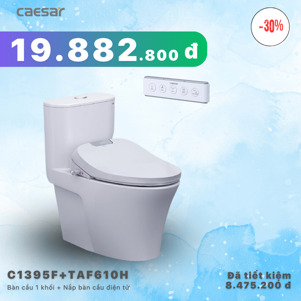 Khuyến mãi ưu đãi- Bàn cầu một khối + Nắp điện tử - C1395F + TAF610H
