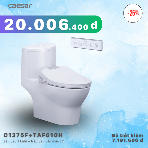 Khuyến mãi ưu đãi - Bàn Cầu một khối + Nắp điện tử - C1375F + TAF610H