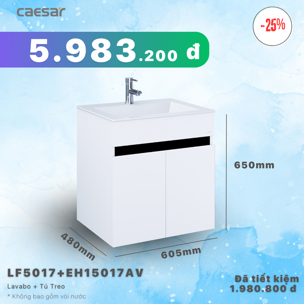  Khuyến mãi ưu đãi - Lavabo + Tủ Treo - LF5017 + EH15017AV 