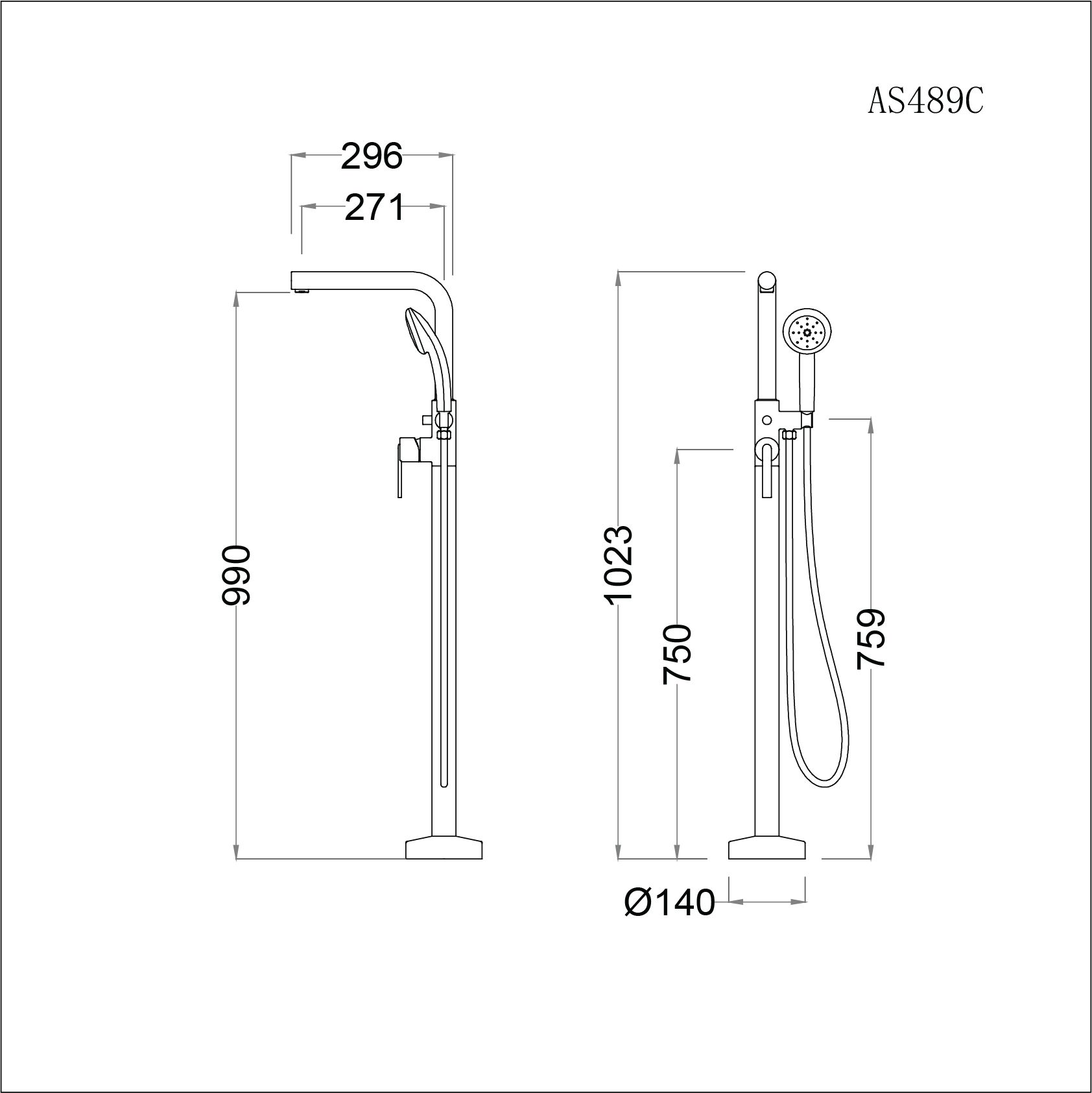  Vòi Sen Đứng Bồn Tắm - AS489C 