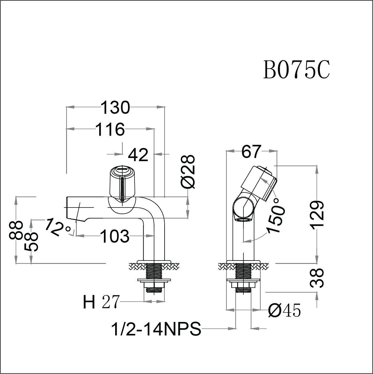  Vòi Lavabo Lạnh - B075C 