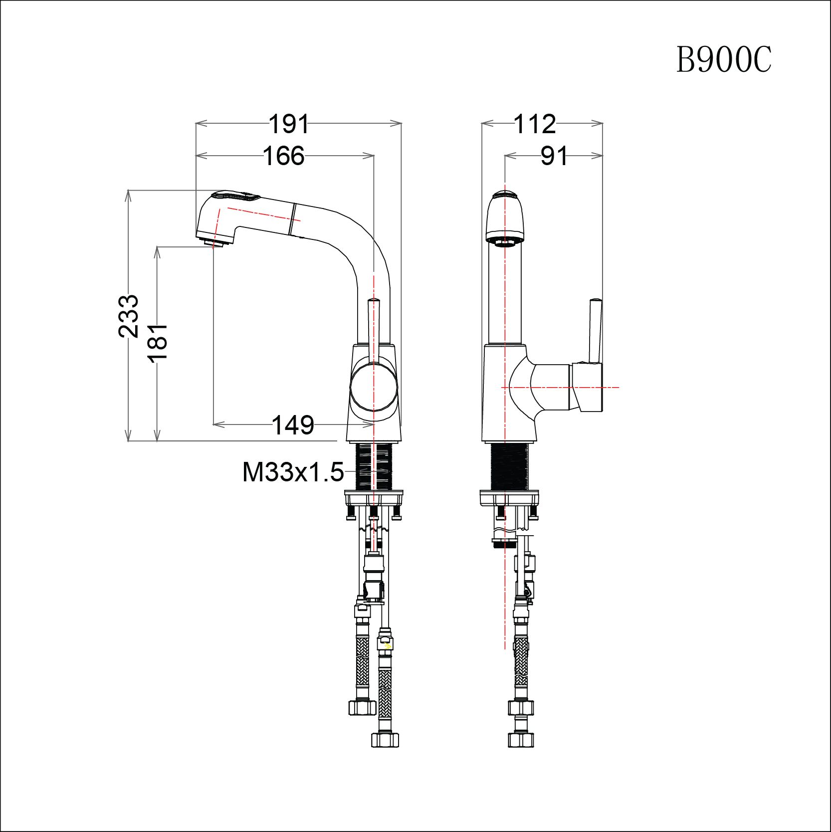  Vòi Lavabo Cao  Nóng Lạnh - B900CU 