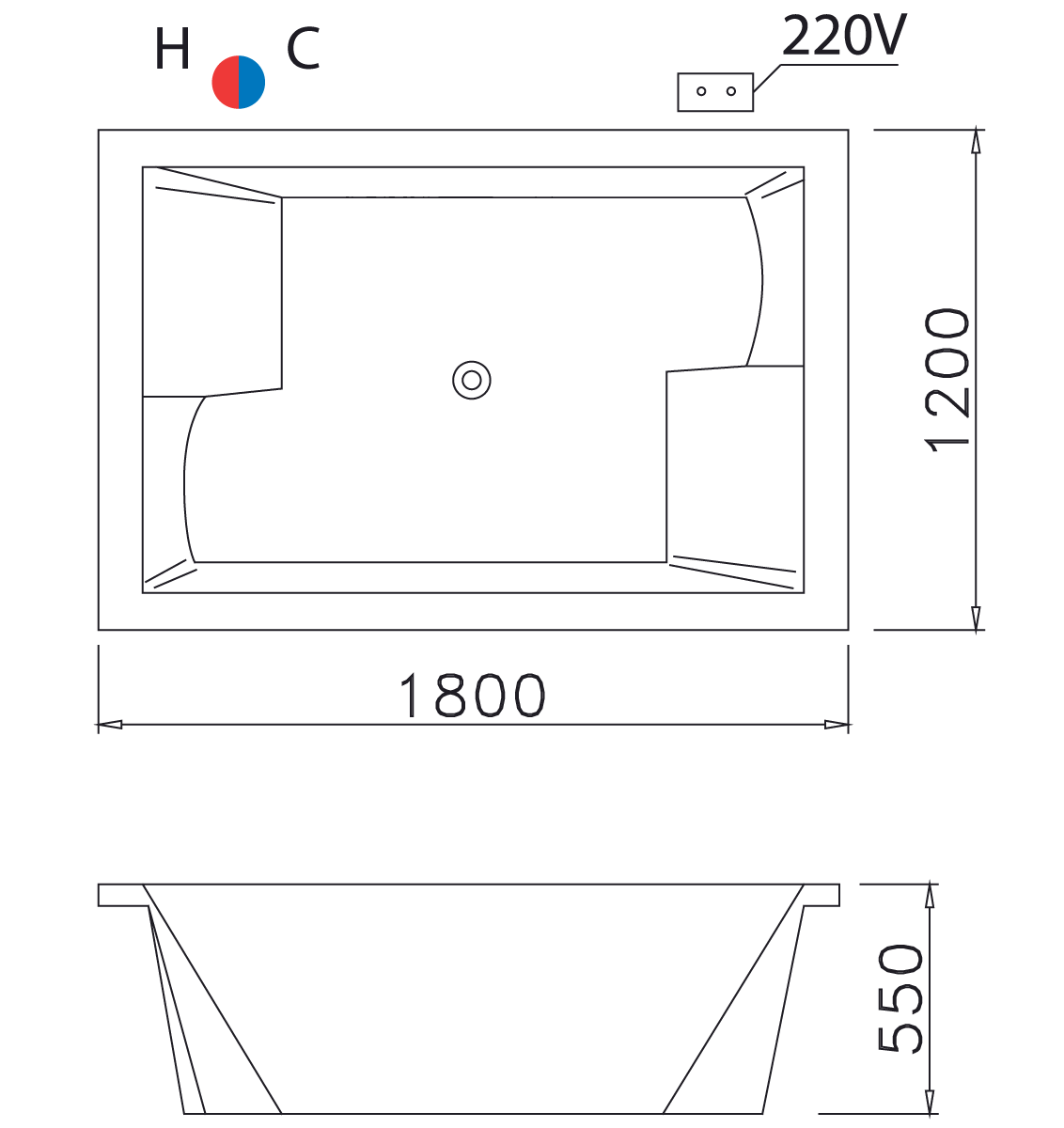  Bồn Tắm Đôi Massage Đèn - MT7180C 