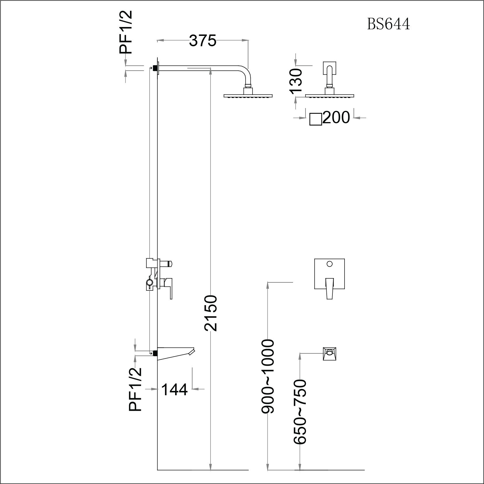  Vòi Sen Đứng Âm Tường - BS644 