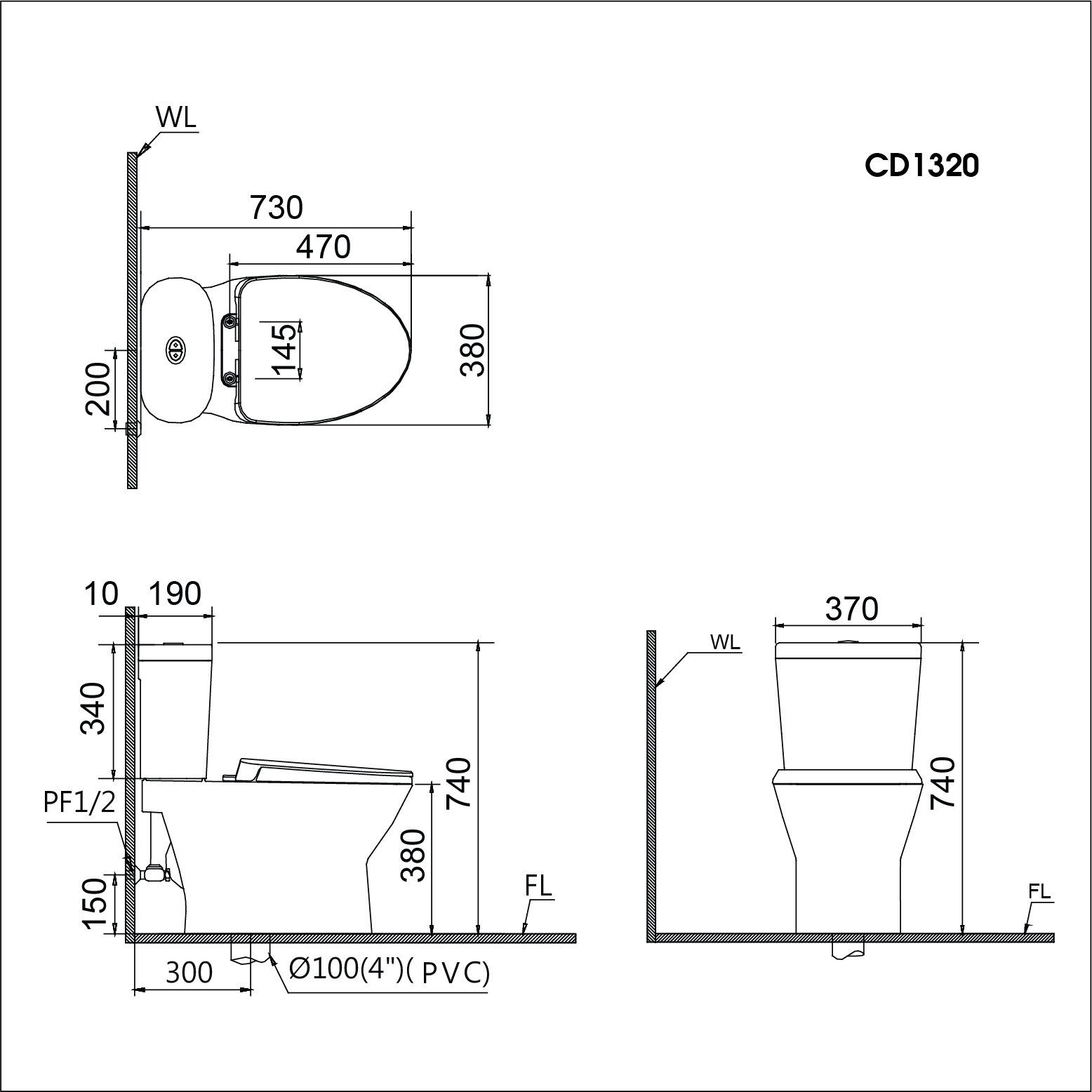  Bàn Cầu Hai Khối - CD1320 