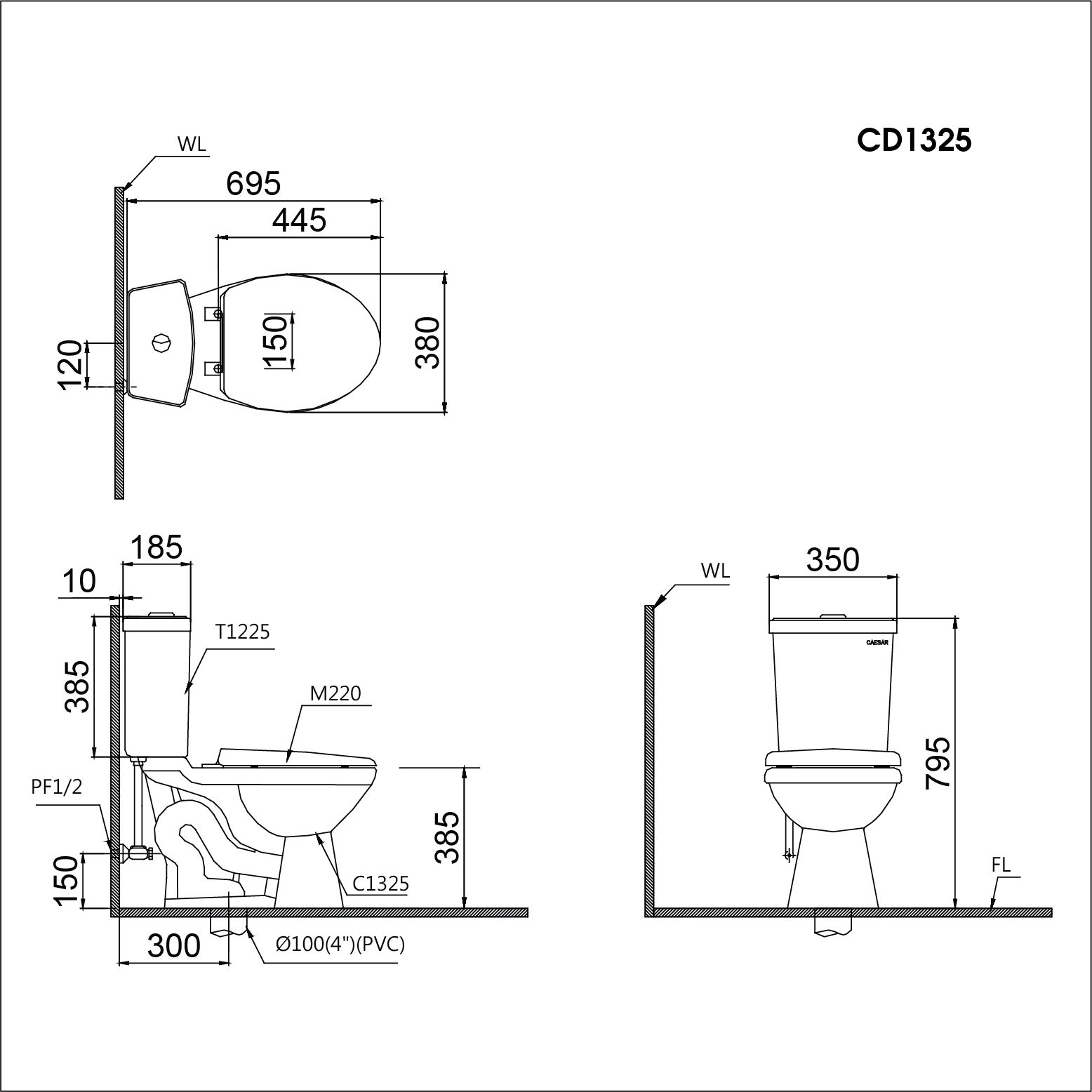  Bàn Cầu Hai Khối  CD1325 